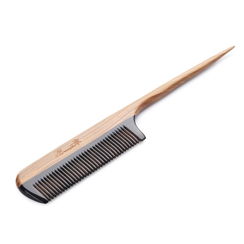 Breezelike Hair Combs - Fine Tooth Detangling Wooden Tail Comb - No Static Natural Sandalwood Buffalo Horn Comb for Women - Image 2